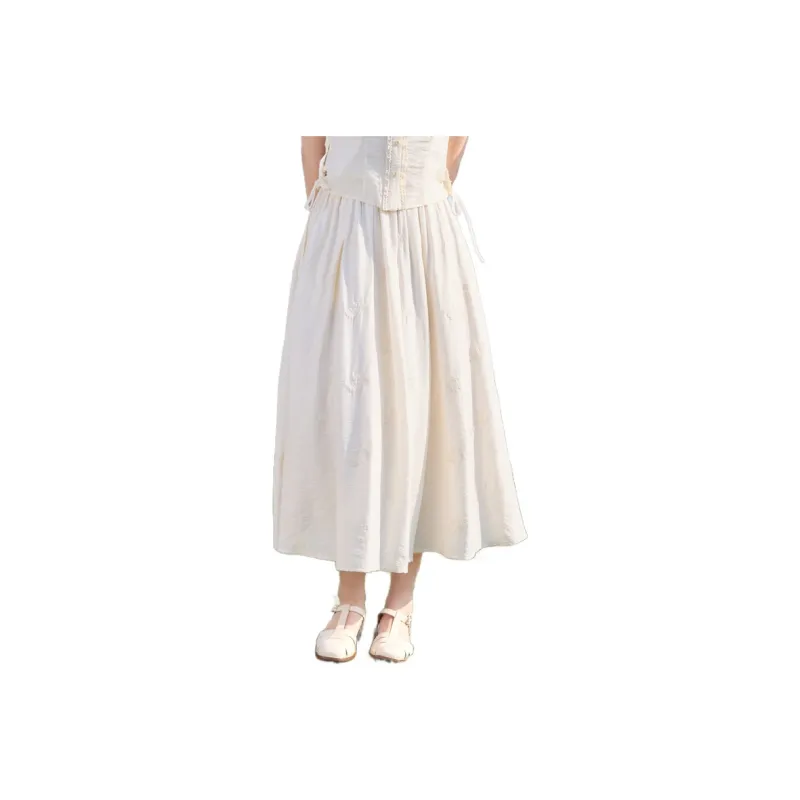ZIHAN Casual Long Skirt Women's Beige-0