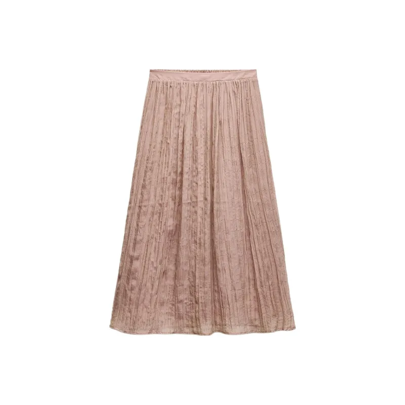 ZARA Casual Long Skirts Women's Pink-0
