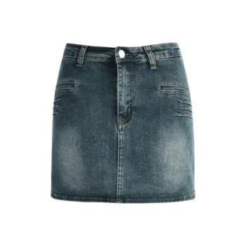ZXZA Denim Short Skirts Women's Vintage Blue