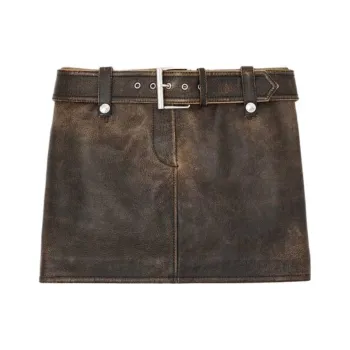 Alexander McQueen Leather Short Skirts Women's Tan