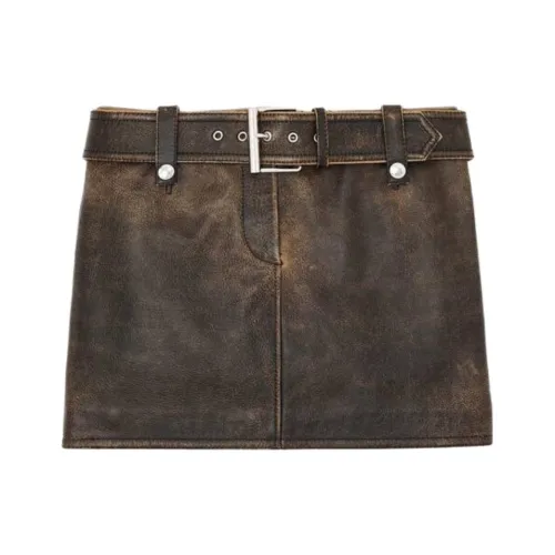 Alexander McQueen Leather Short Skirts Women's Tan