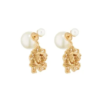 DIOR Gold Plated Earrings Unisex Gold