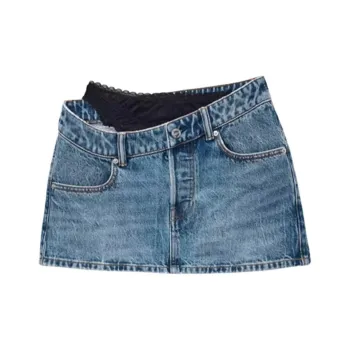 Alexander Wang Lace Detailed Mini Denim Skirt