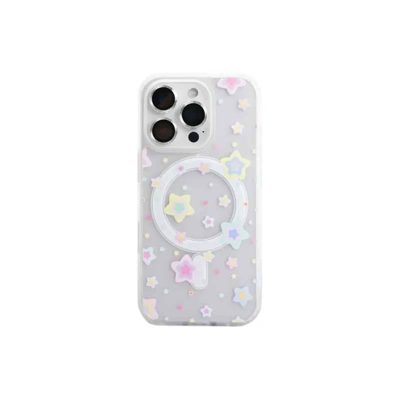 Wei Xin Acrylic Material Frosted Multicolor Stars Phone Cases Compatible With IPhone 16/15 Pro Max/Apple 13/14 Pro/Max-4
