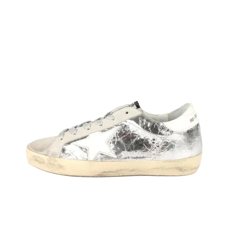 Golden Goose Low Top Skateboard Shoes Women's Silver-0