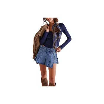 FREE PEOPLE We The Free Stephie Denim Skort Denim Short Skirts Women's Bella Blue