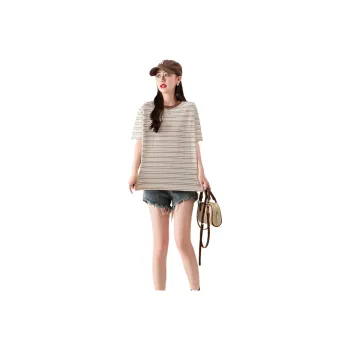 JECCI FIVE T Shirts Women's Apricot Stripes