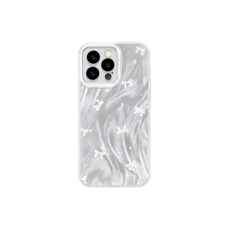 Wei Xin Acrylic Material Camlet White Bowknot Phone Cases Compatible With IPhone 16/15 Pro Max/Apple 13/14 Pro/Max-0