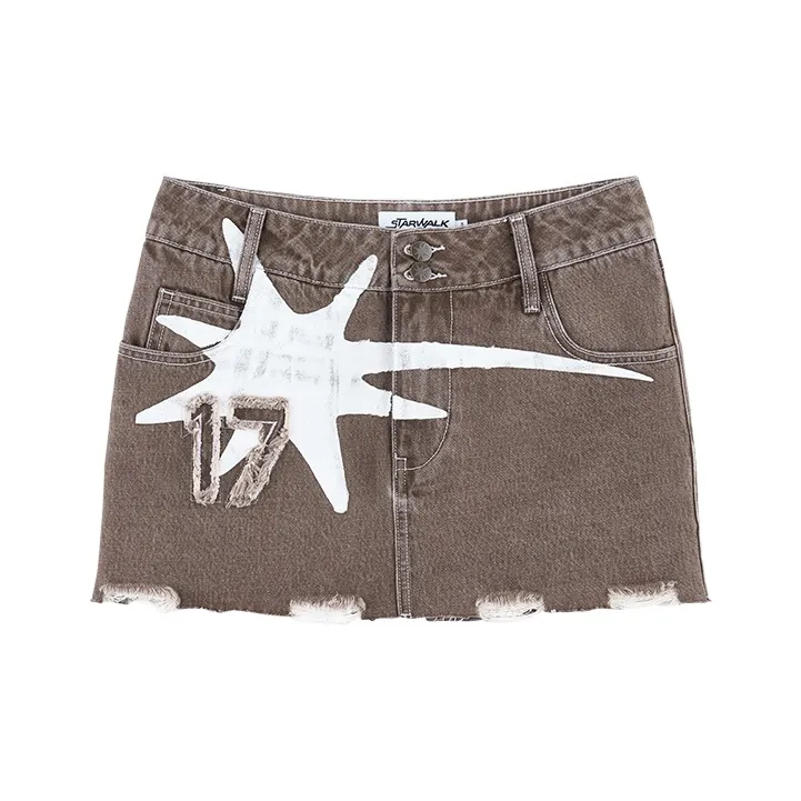 Starwalk Soldier Denim Short Skirts Women's Umber-0