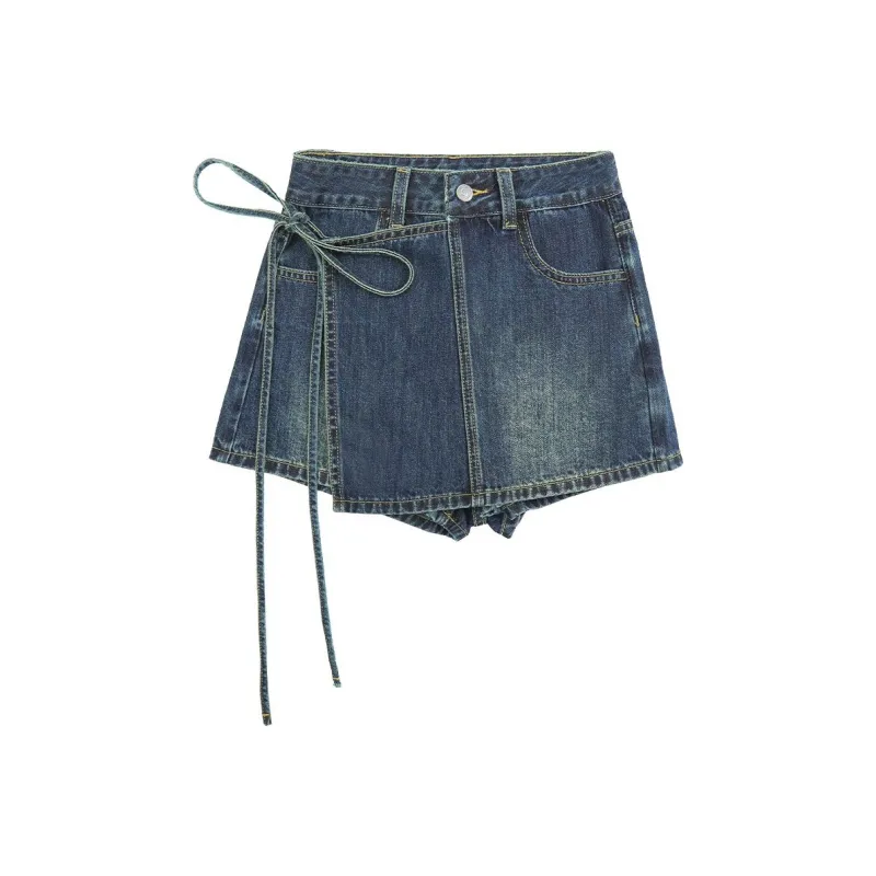 YINLEI Denim Shorts Women's Vintage Blue-0