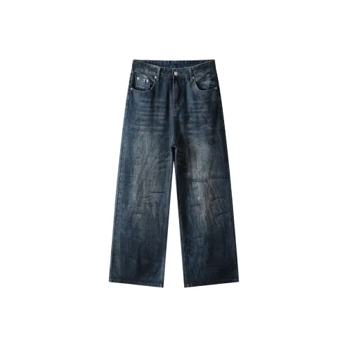 Jeans Cargo Kaki à Taille Dark Blue