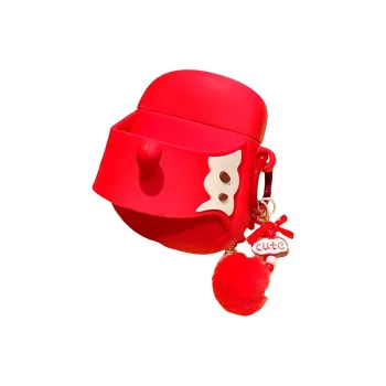 Wei Xin Apple AirPods 4/2/3/4th Generation/AirPods Pro/Pro 2 TPU Green And Red Apple Core Slippers Headphone Cases