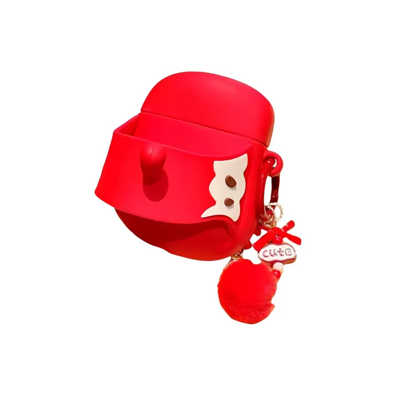 Wei Xin Apple AirPods 4/2/3/4th Generation/AirPods Pro/Pro 2 TPU Green And Red Apple Core Slippers Headphone Cases-0