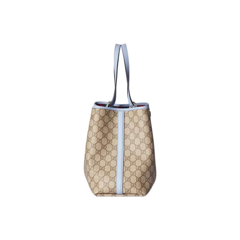 GUCCI GG Emblem Coated Fabric Shoulder Bag Tubas Women's Beige & Dark Brown-2