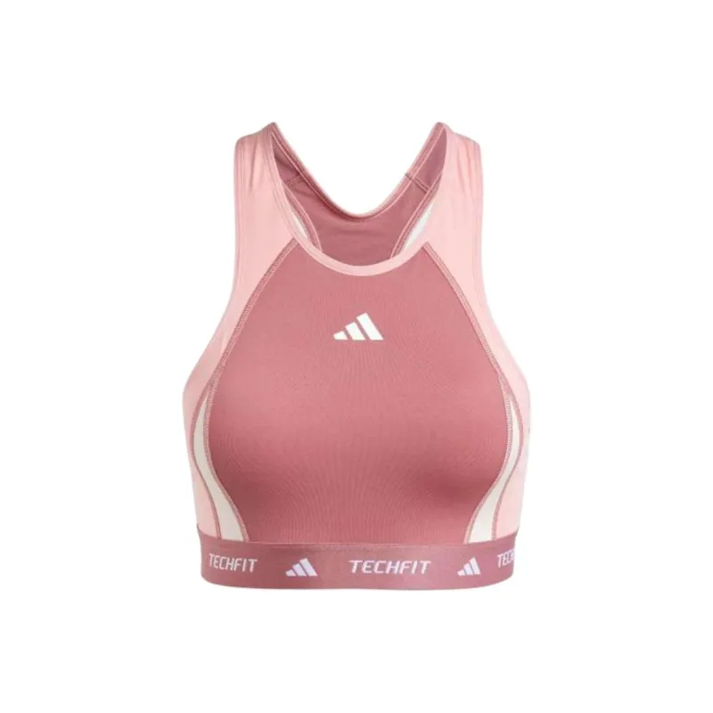 Adidas Free Shipping With AdiClub Techfit Medium-Support High-Neck Colorblock Bra-0