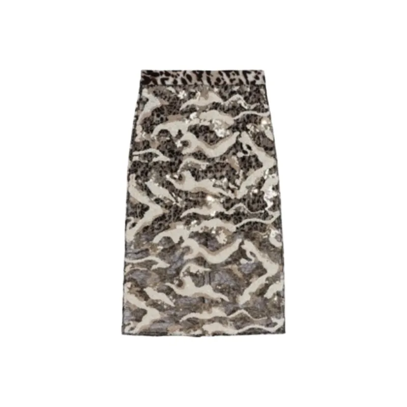 Bebe Casual Long Skirt Women's Black Gold-0