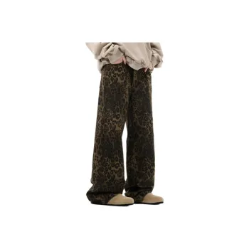 NEVER RULE Jeans Unisex Leopard Print