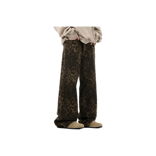 NEVER RULE Jeans Unisex Leopard Print