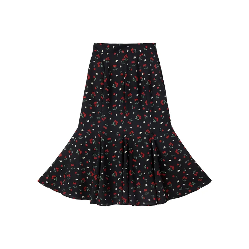 XIANGYING Casual Long Skirt Women's Black-0