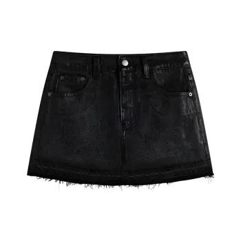 Ouyang Denim Short Skirts Women's Black