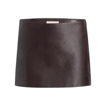 KHAITE FW24 Jett Skirt Leather Short Skirts Women's Dark Brown/Dark Brown