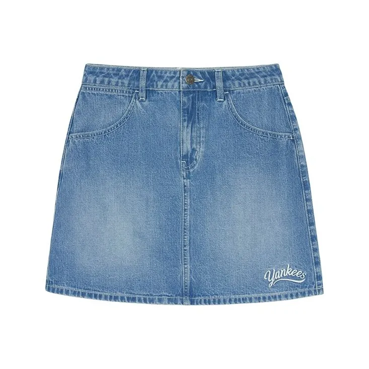 MLB New York Yankees SS25 Denim Short Skirts Women's Light Blue-0