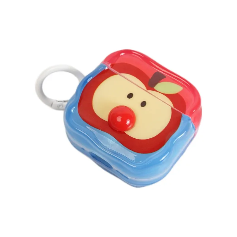 Wei Xin Compatibility  Apple AirPods 4/2/3/4th Generation/AirPods Pro/Pro 2 TPU Blue Base Red Apple Headphone Cases-4