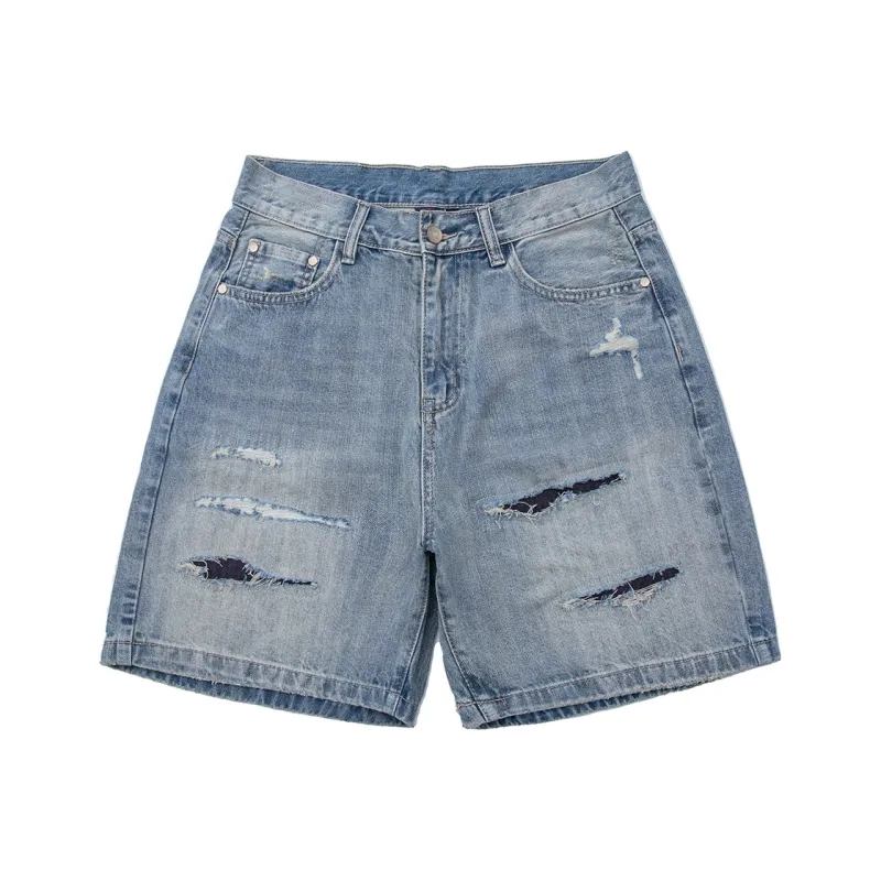 YUZHAOLIN Denim Shorts Unisex Blue-0