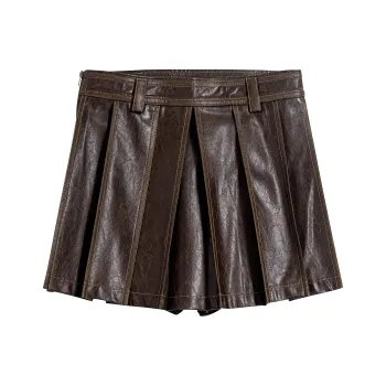 CALLED BACK Leather Short Skirts Women's Brown