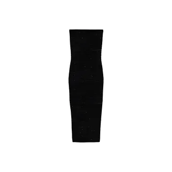 BALMAIN Strapless Knitted Midi Dress