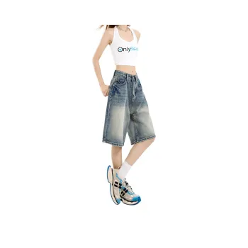 Menglaini Denim Shorts Women's Sky Blue