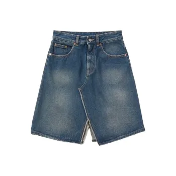 MM6 Maison Margiela Denim Short Skirts Women's Dark Blue