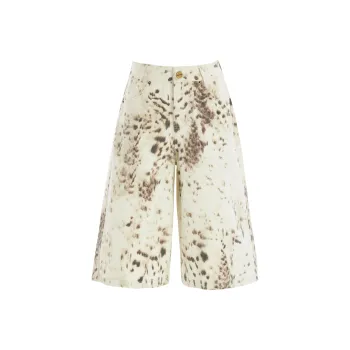 Rose Denim Shorts Women's Beige Apricot