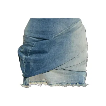 Rick Owens DRKSHDW Drape Denim Mini Skirt 'Washed Indigo'