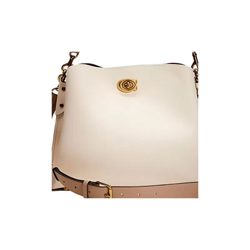 COACH Willow Pebbled Leather Tote Bag, Shopping Bag, Handbag, Shoulder Bag Large Size Women's White-4