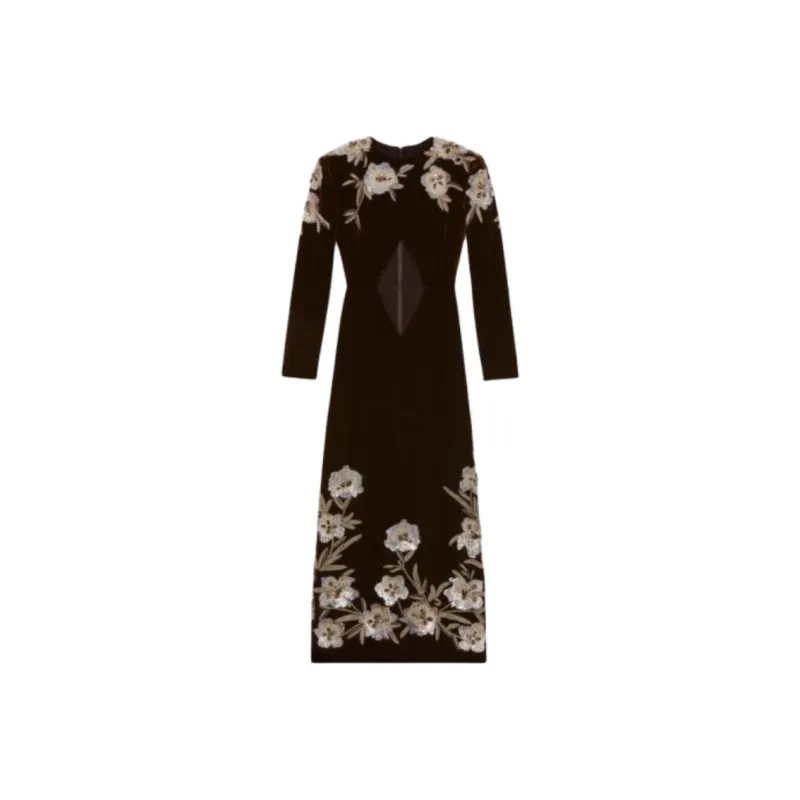 GUCCI Long Sleeved Dress Women's Dark Brown-0