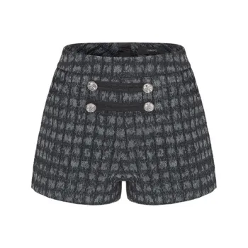 GIMING Denim Shorts Women's Blue Plaid