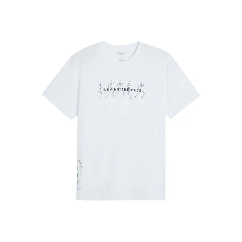 PUMA GRAPHICS RUNNING ILLUSTRATION PUSHING THE PACE T Shirt Men's White-0