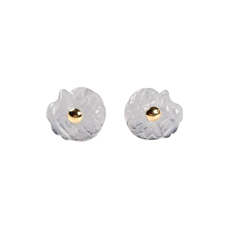 Execute The Blessing Ice Type Jadeite Stud Earrings Unisex-0