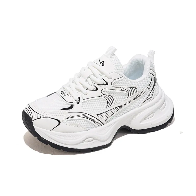 RENBEN Balance Lightweight Height Increasing Low Top Chunky Sneakers Women's White-2