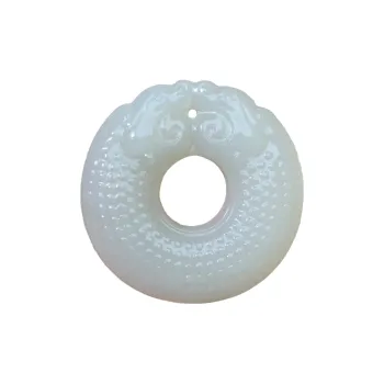 BUDOUXIAOAI Hetian Jade Handheld Piece White Jade/Pale Greenish White Jade Unisex