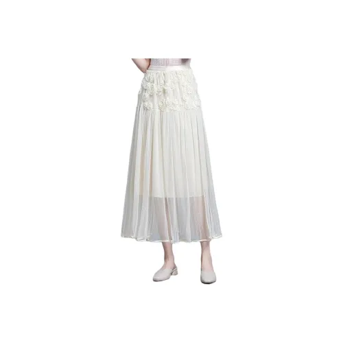 YIRANCHUN Casual Long Skirt Women's First Love Beige