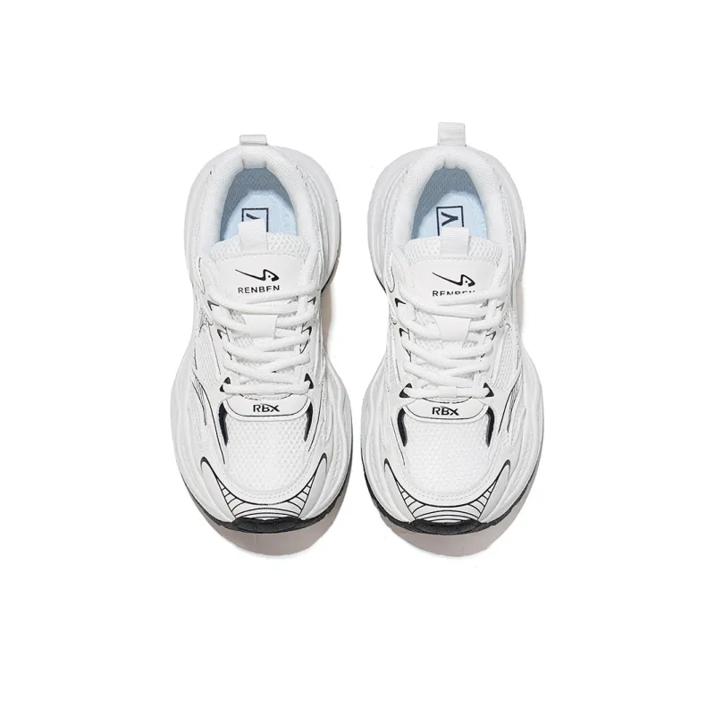 RENBEN Balance Lightweight Height Increasing Low Top Chunky Sneakers Women's White-3