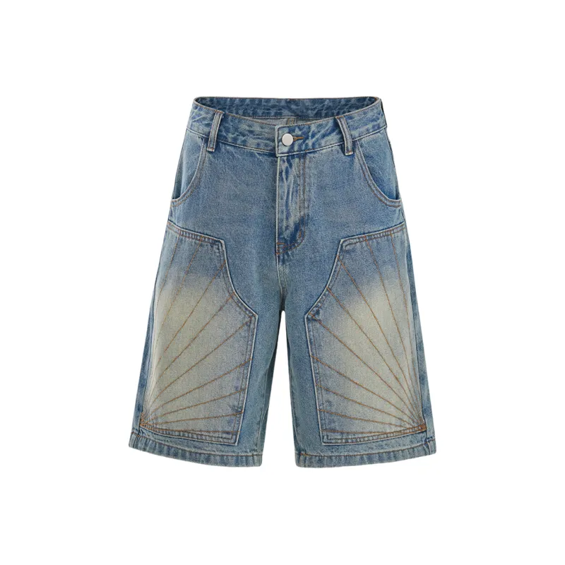 Rose Denim Shorts Women's Vintage Blue-0