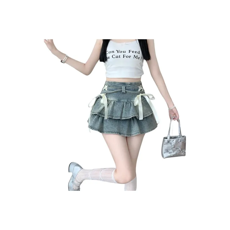 XIANSINIAO Denim Short Skirts Women's-3