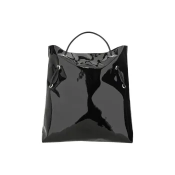 MSGM Calfskin Tote Bag, Shopping Bag, Handbag Women's Black