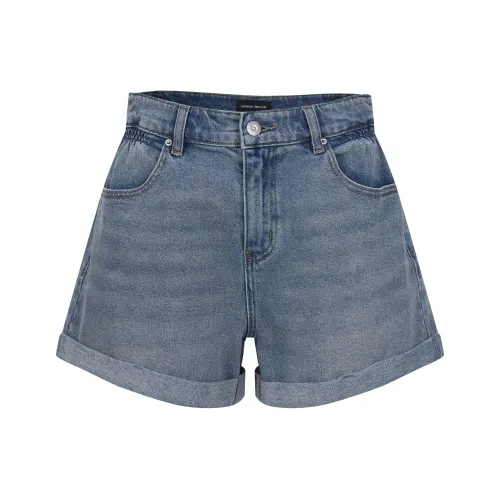 URBAN REVIVO Denim Bardot shorts Women's Blue