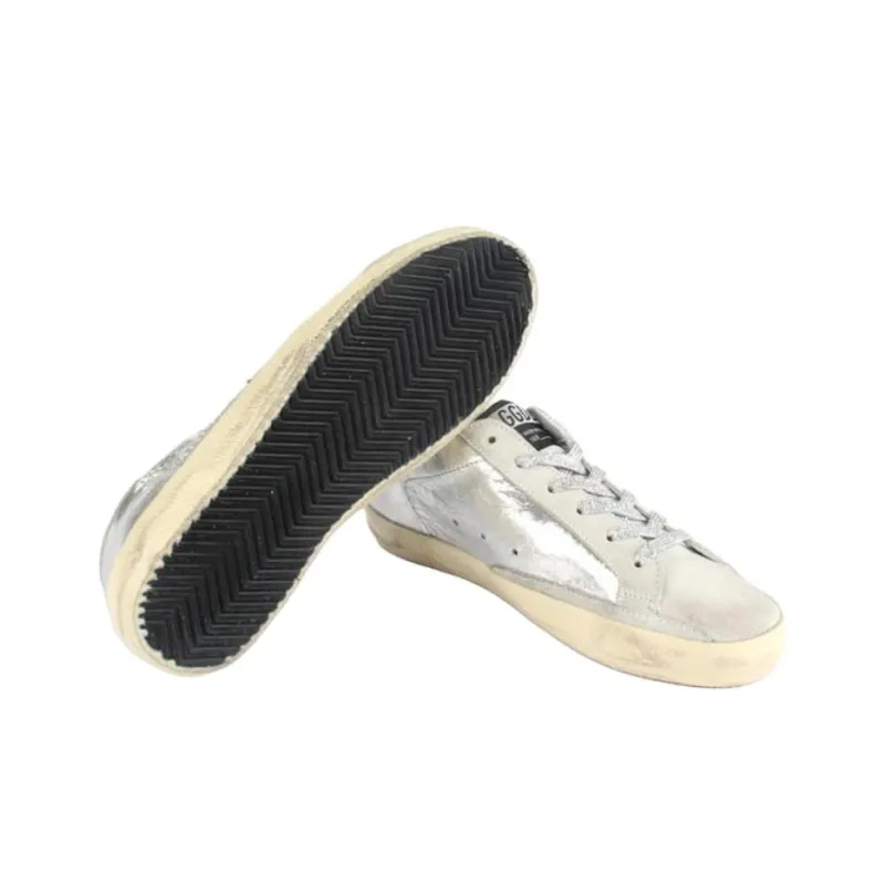 Golden Goose Low Top Skateboard Shoes Women's Silver-4