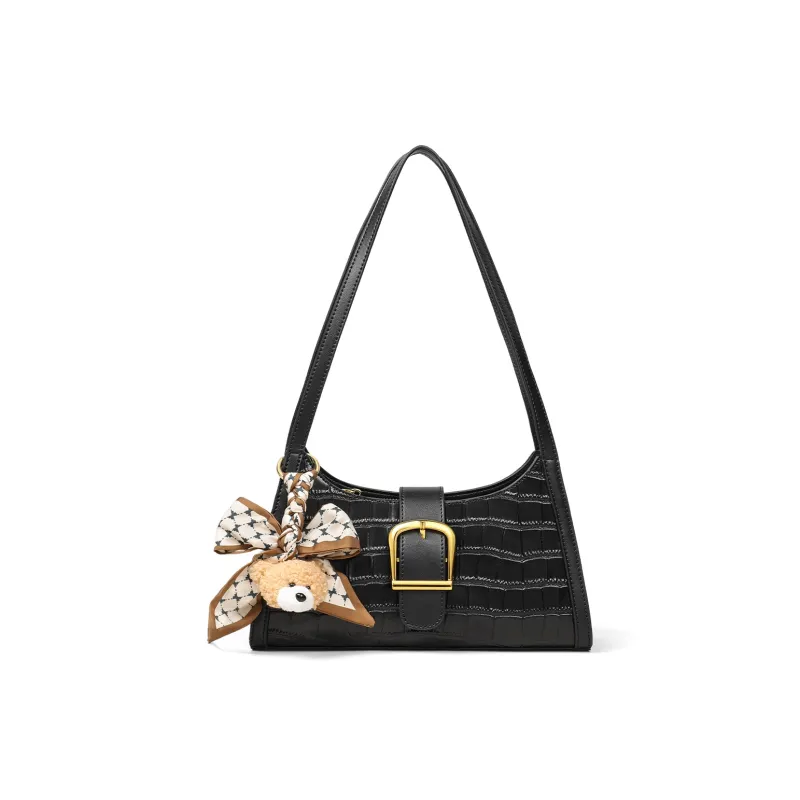 C°BANNER Cow Leather Shoulder Bag Small Size Women's Black-2