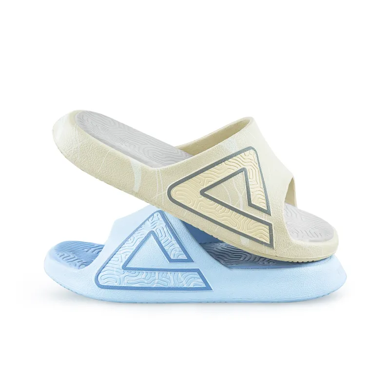 PEAK Tai Ji1.0 Quiet Slip Resistant Abrasion Resistant Slide Slippers Unisex Beige Blue Mismatched-5